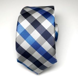 Tommy Hilfiger Boy’s Blue Black and White Plaid Tie New With Tags